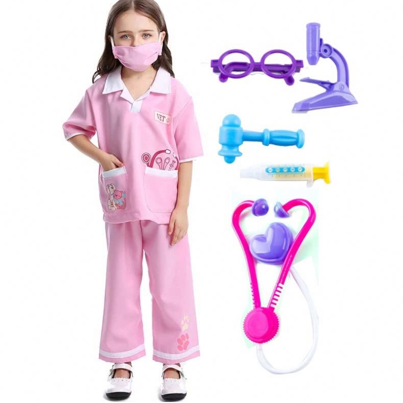 Dr Uniform Animal Doctor Veterinarian Pretend Play Dress Up Set Halloween Costumes with Medical Kit HCBC-013