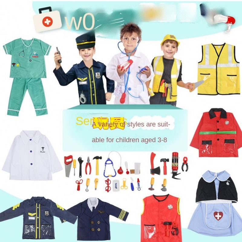 Enfants docteur uniforme cosplay enfant/firefighter/pilot ingénieur/cook/nurse cosplay costume