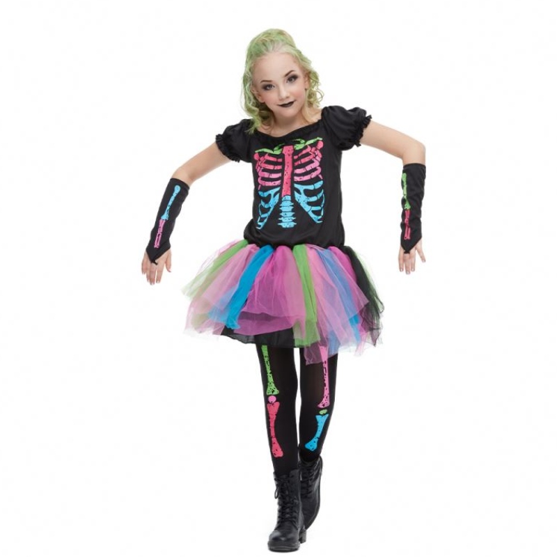 2021 Nouvelle arrivée pour filles costumes pour tout-petit costume de costume d'os halloween funky pour les enfants