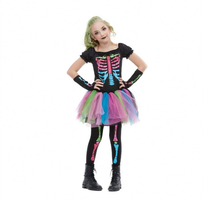 2021 Nouvelle arrivée pour filles costumes pour tout-petit costume de costume d'os halloween funky pour les enfants
