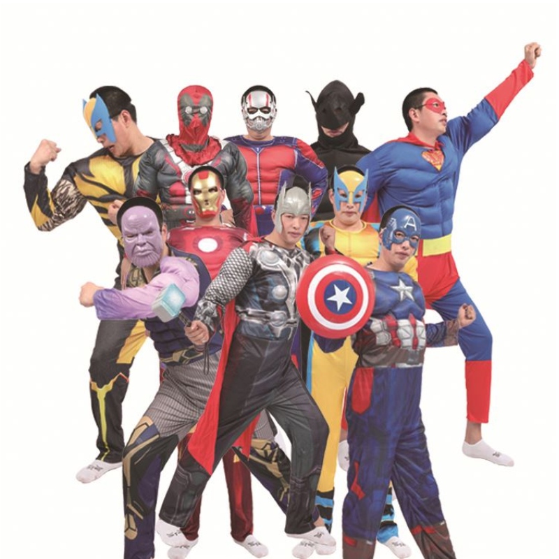 Ironman Super Man Vêtements Spider Bat Man Thor Captain Captain Adult Muscle Clothing Men