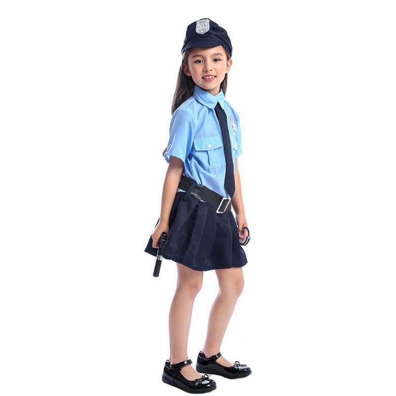 Girls Halloween Cop Officer Costume Kids Child Play-Playing Cosplay Man Uniforme Party Fancy Dishy