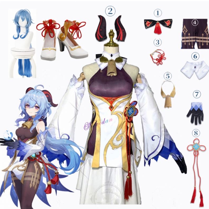 Genshin impact ganyu cosplay costume anime halloween fête sophold sofy tenfit wig chaussures cornes accessoires costume de jeu
