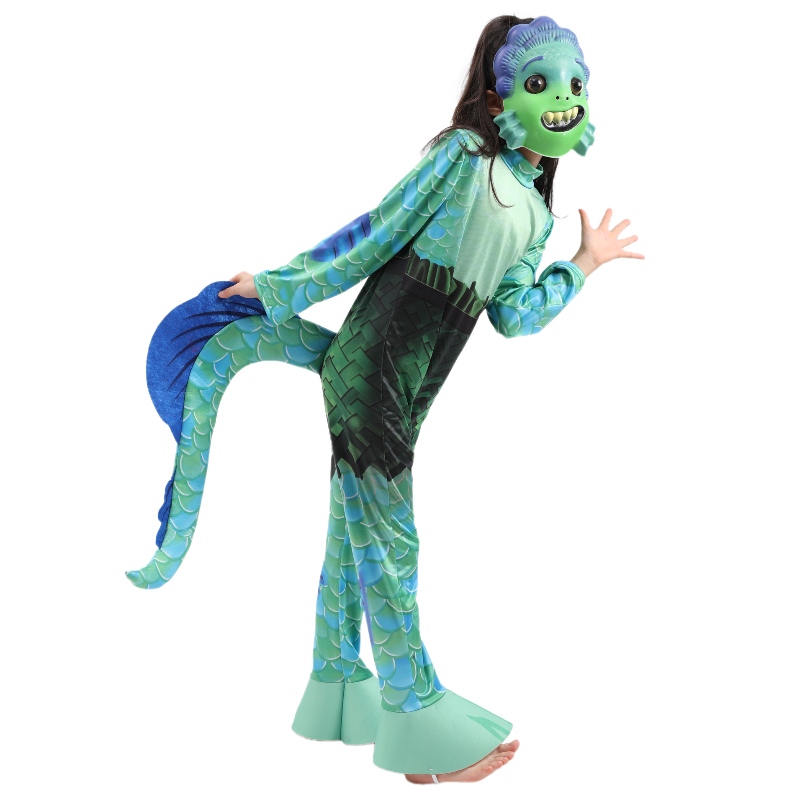 New Style Kids Movie Sea Monster Cosplay Jumpsuit Boys Luca Halloween Costumes for Children