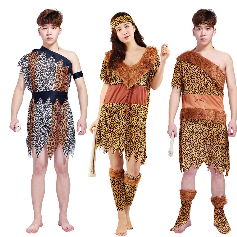 Vente chaude adulte Halloween Cosplay African Primitive Wild Man Costume Children \\ Indian Savages Performance Costume