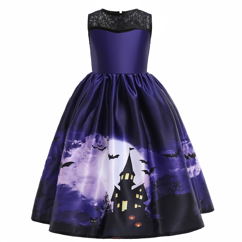 2022 Robe Halloween Bat imprimé sans manches robe vintage