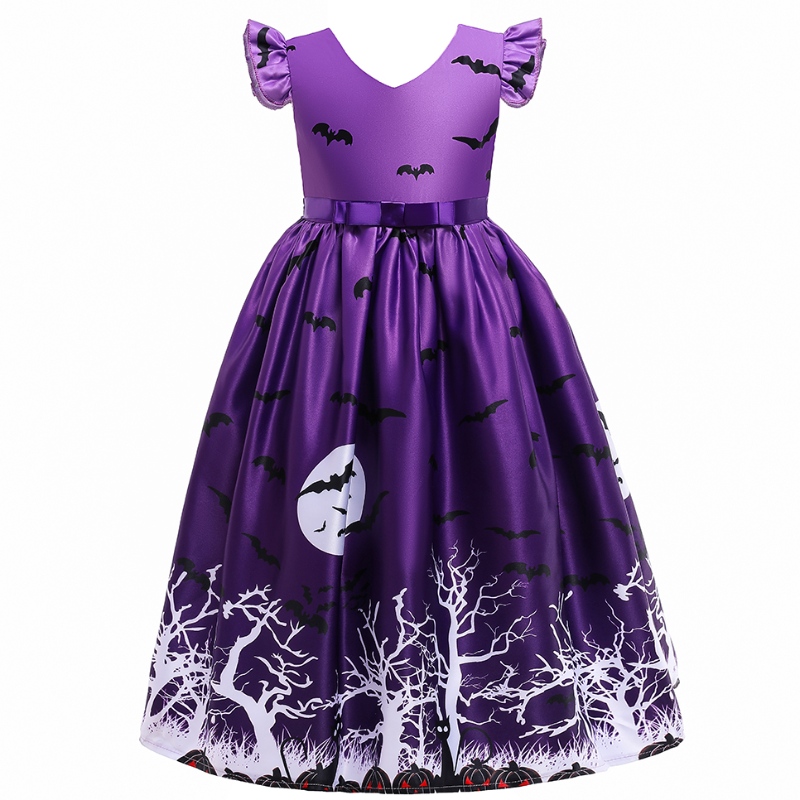 Kids Girls Casual Robe Bat Imprimé Halloween Costume Fancy Dishing Tenues