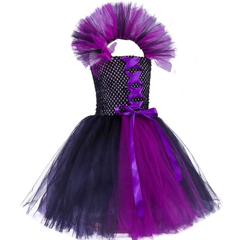 Amazon Hot Selling Children's Halloween Robe Girls Tutu Robe Witch Robe Bandband