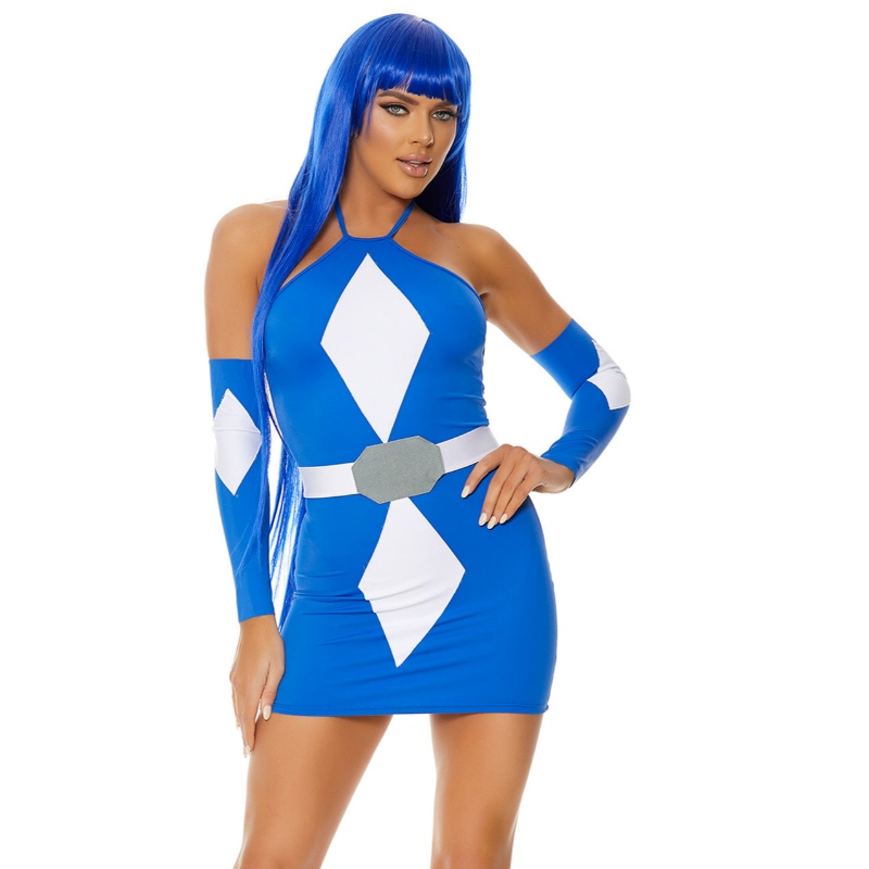 Costume de super héros bleu