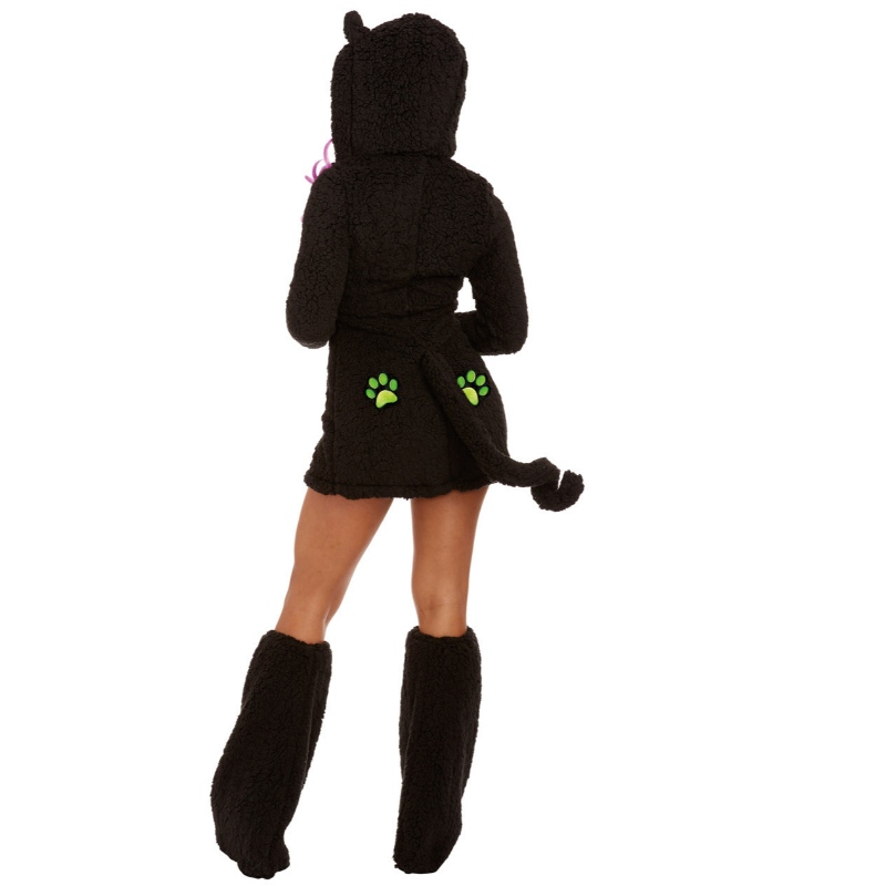 Vêtements de chat noir en peluche