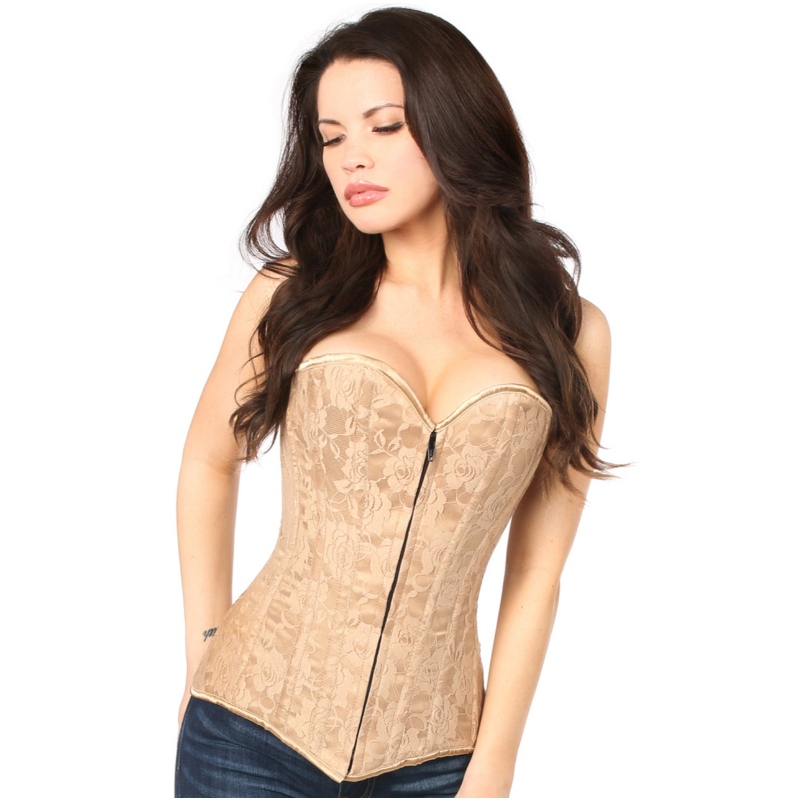 Corset en dentelle beige foncé