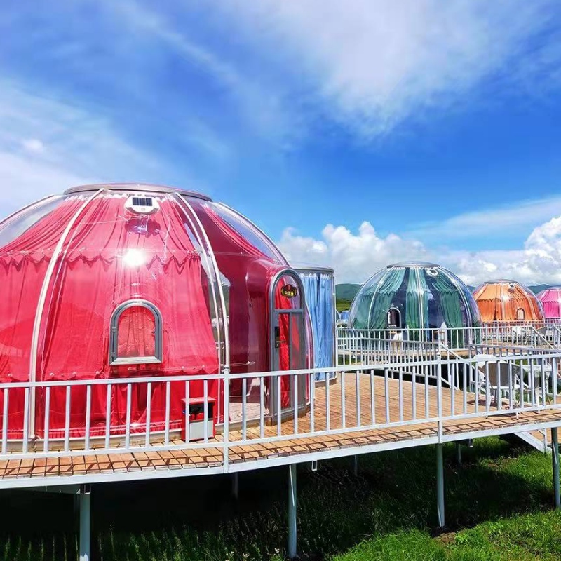 5,3 + 2,1 M Deluxe transparent dôme tente géodésique Camping extérieur dôme tente pour les hôtels de vacances, camping, activités de plein air