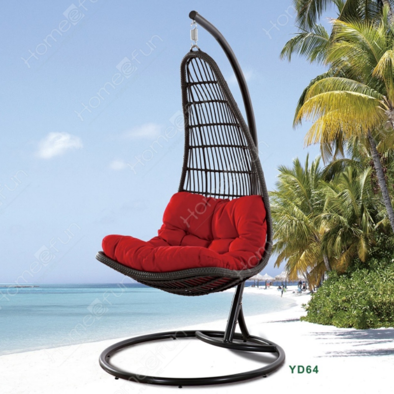 2022 commerce de gros d'usine de haute qualité skywell Swing, mobilier extérieur, chaise d'oeuf, chaise de canne décontractée, avec coussin et entretoise