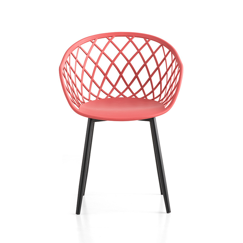Mobilier d'extérieur moderne Pp Cadre métallique en plastique Chaises Plastique fauteuil rouge Jardin Chaises