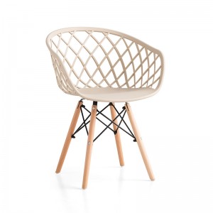 Vente chaude Nordic Design Style Restaurant Chaise en plastique de salle à manger blanc lourd avec des jambes en bois