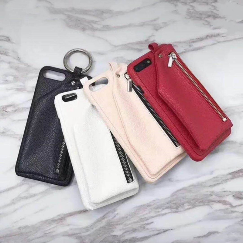 Étui de protection par téléphone mobile Apple iPhone 8, étui de protection en cuir manuel, petit sac de téléphone mobile de stockage de petits portefeuilles, étui de téléphone mobile rouge résistant aux chutes et résistant aux vibrations