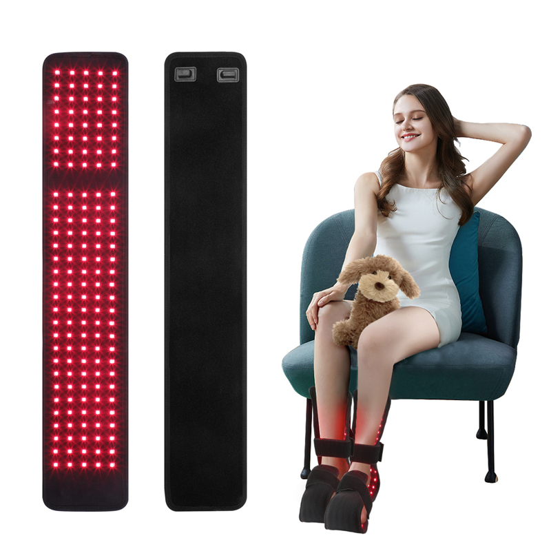 Ceinture de thérapie lumineuse infrarouge rouge pour douleurs corporelles, dispositif d'enveloppe de lumière LED proche infrarouge avec un tampon portable flexible à la minuterie avec 640nm 660nm 850nm pour les articulations du genou du dos