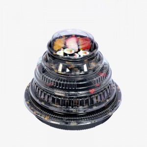 Personnalisez la boîte à emporter des sushis ronds, une boîte à sushi jetable recyclable écologique avec couvercle