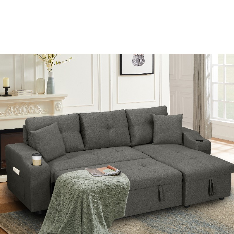 Tissu chaise sectionnel canapé salon canapé-lit avec ottoman