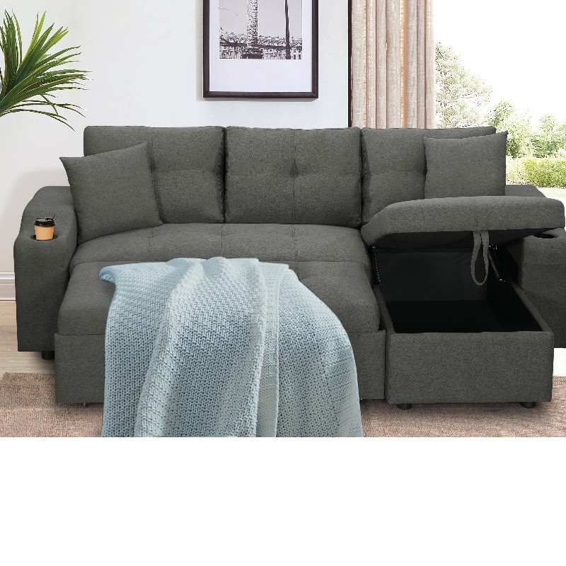 Tissu chaise sectionnel canapé salon canapé-lit avec ottoman