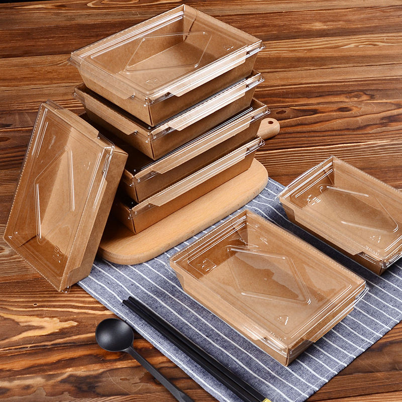 Eco amical sur mesure en gros Salade pliante biodégradable Boîte à lunch Kraft
