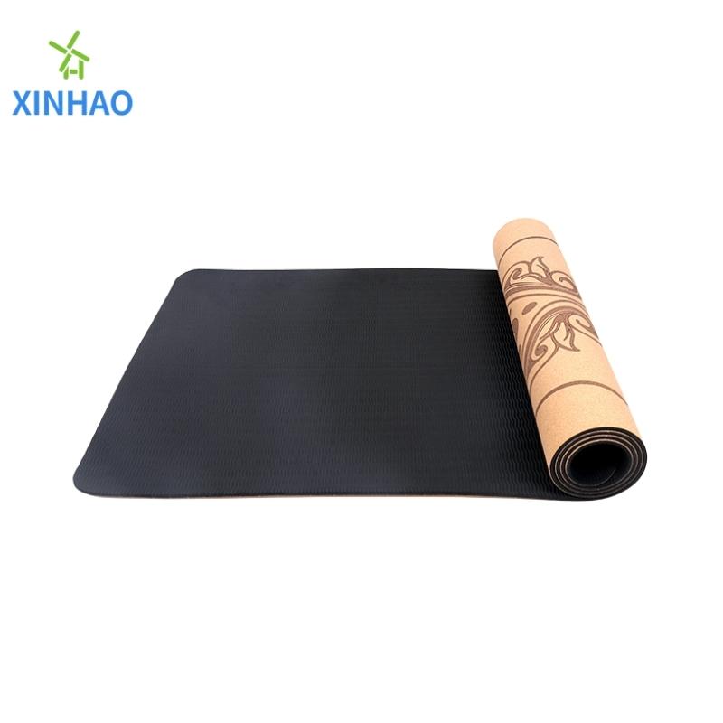 Amazon Mat de yoga Cork TPE Cork TPE à la vente la mieux en vente en gros, 4mm/5mm/6mm/8mm TPE Mat de yoganon glissant en liège, prise en charge du logo personnalisé ou de l'impression