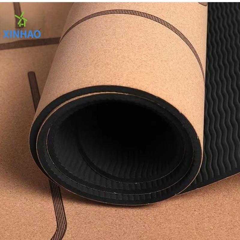Amazon Mat de yoga en caoutchouc Cork Pu à la vente le plus vendu en gros en gros, 4 mm/5mm PU Rubber Cork Mat de yoga sans glissement, supporter le logo ou l'impression personnalisée
