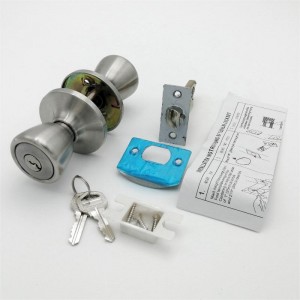 2506 Bouton de porte intérieure dans le bouton de porte chromée en satin avec verrouillage et clé de porte à clé Knob 1 pack