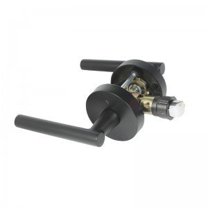 R7506 Levier de poignée de portenoire avec design rond mince contemporain moderne pour la chambre à la maison ou l\'intimité de la salle de bain, verrouillage de porte sans clé