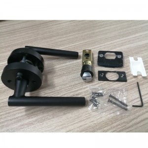 R7506 Levier de poignée de portenoire avec design rond mince contemporain moderne pour la chambre à la maison ou l\'intimité de la salle de bain, verrouillage de porte sans clé