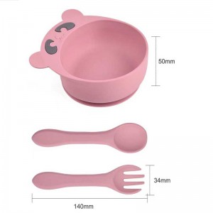 Baby Nettinging Set Silicone Bowl Spoon Fork pour les enfants pour enfants pour enfants mignons Animal Silicon Bowl Set Ours Nourrir lanourriture Plaque bébé pour les fournitures pour enfants