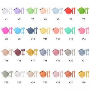 Baby Nettinging Set Silicone Bowl Spoon Fork pour les enfants pour enfants pour enfants mignons Animal Silicon Bowl Set Ours Nourrir lanourriture Plaque bébé pour les fournitures pour enfants