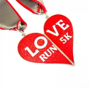 Médailles de course de vacances Cadeaux en métal pour les médailles de course de trail de la Saint-Valentin