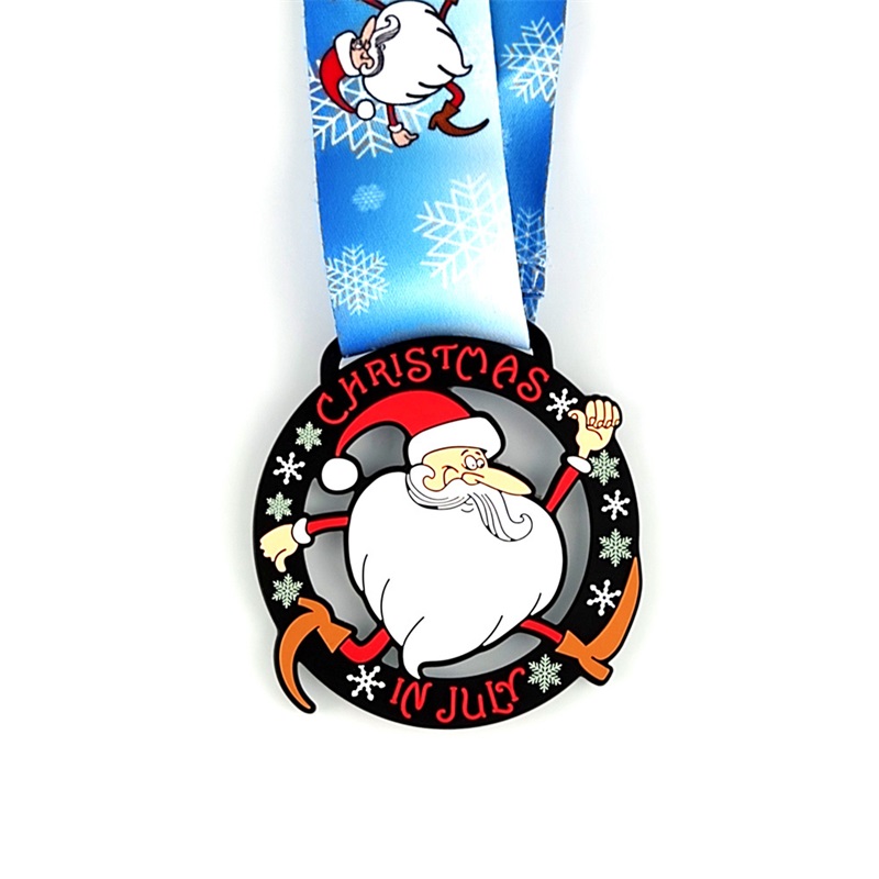 Médailles de Santa Running Médailles Custom Gift For Christmas Metal Medals with Gems