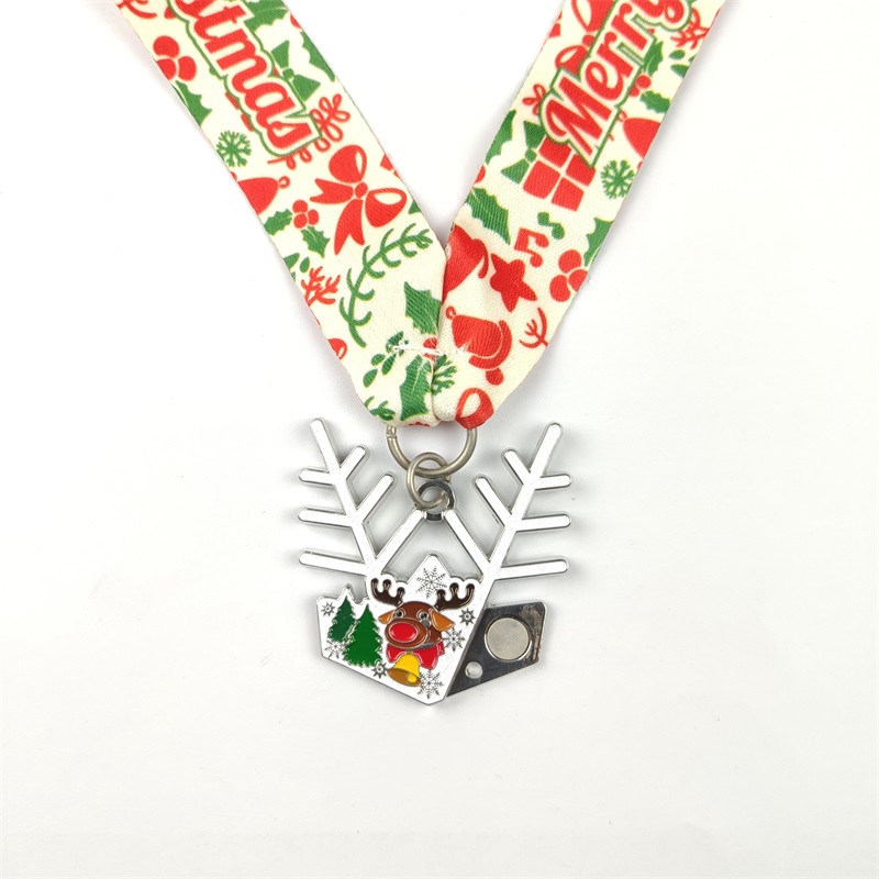 Médaille d'argent Santa Running Médailles Médailles personnalisées Gift pour Noël
