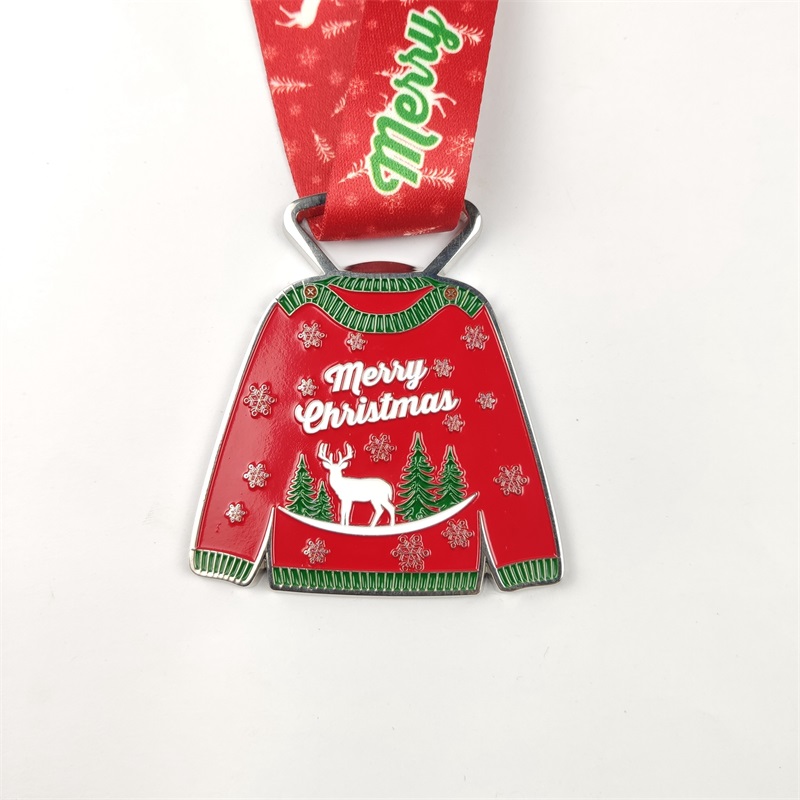 Médaille d'argent Santa Running Médailles Médailles personnalisées Gift pour Noël