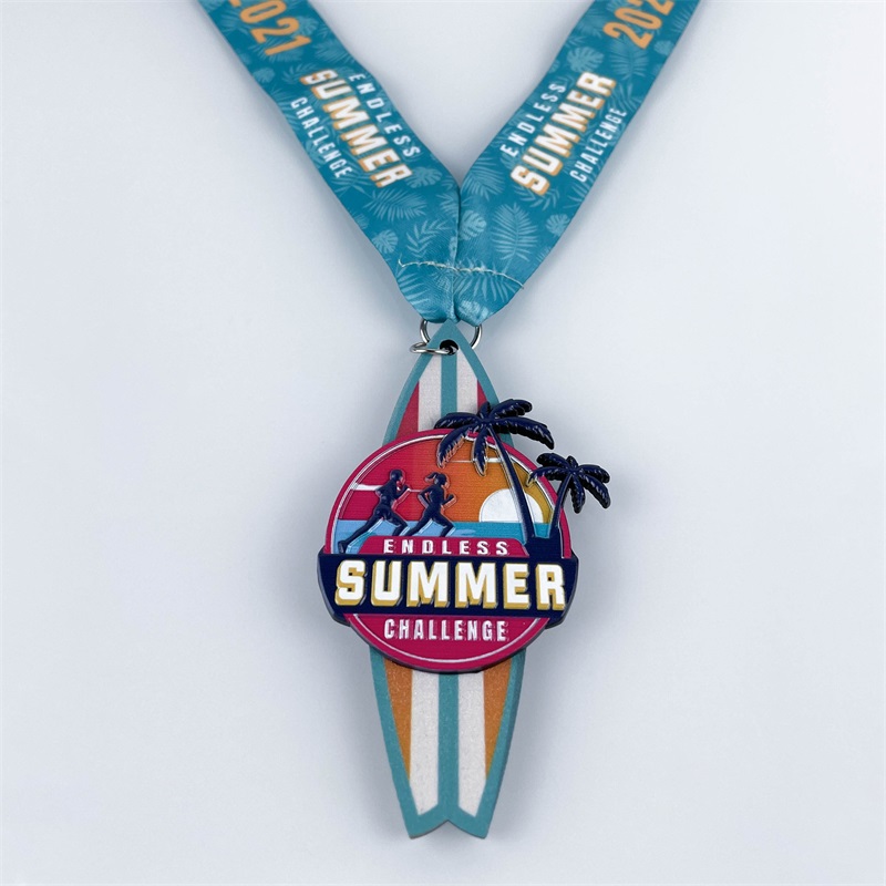 Médaille de bois en métal en bois pour la course d'été