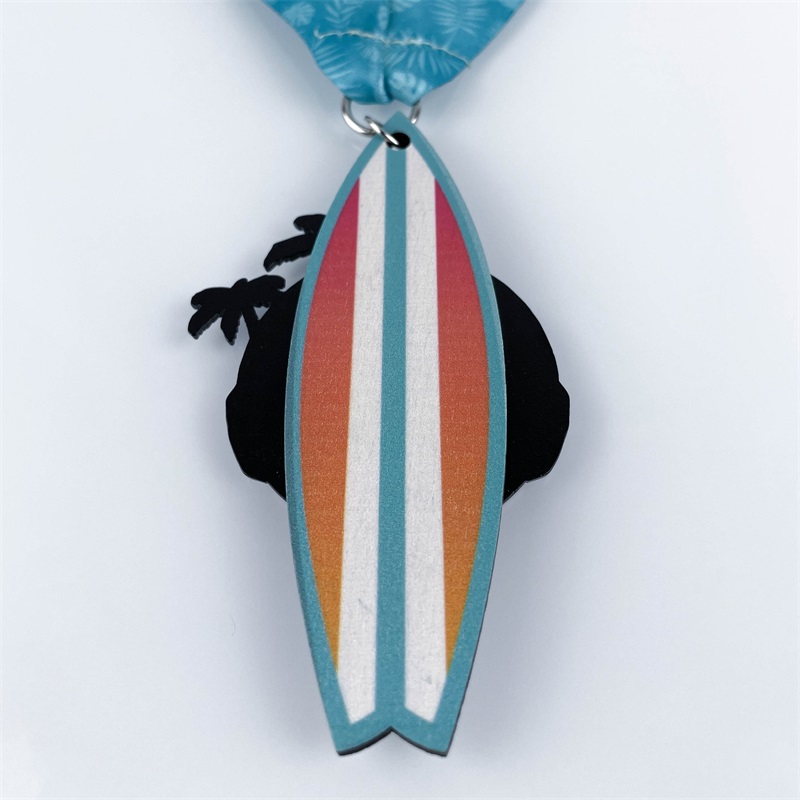 Médaille de bois en métal en bois pour la course d'été
