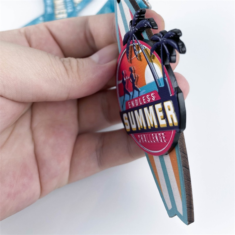 Médaille de bois en métal en bois pour la course d'été