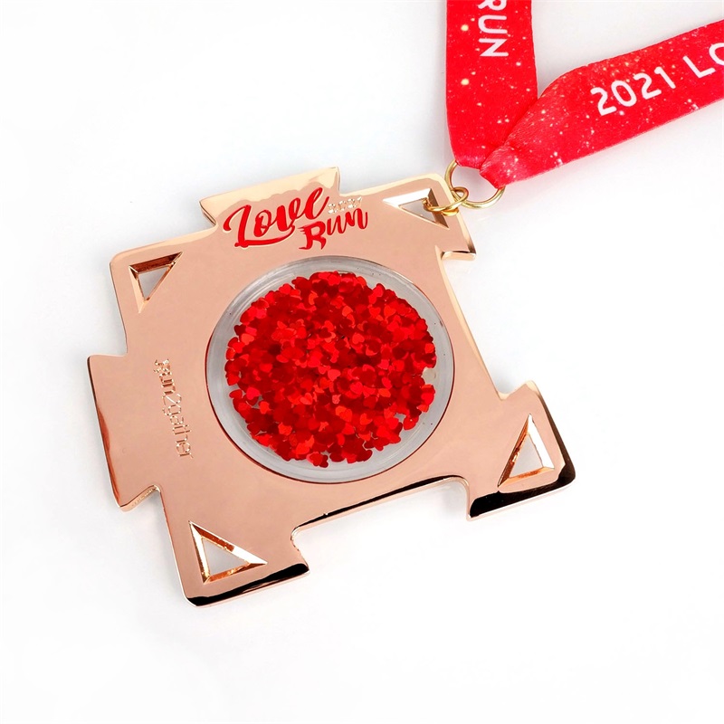Médaille d'alliage en alliage de zinc Rose Médaillon Rose Plaque d'émail dur Émail