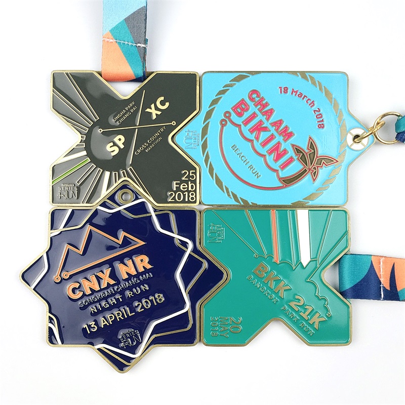 Médailles personnalisées ENAMEL 3D Gold Metal Award Marathon Running Sport Medal