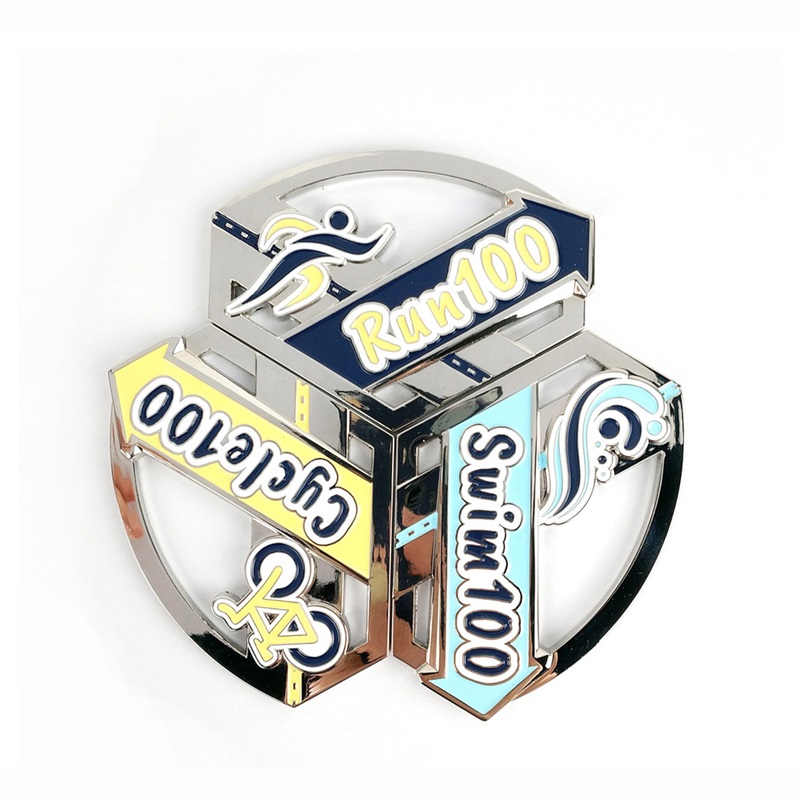 Médailles de récompense Médailles antiques personnalisées Rebin Design 3D Triathlon Médaille