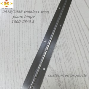 Hinge longue personnalisée 201#304#épaisseur 0,8 mm en acier inoxydable épais charnière de piano continu armoire à rangée