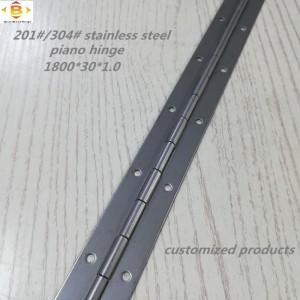 Hinge longue personnalisée 201#304#épaisseur 1,0 mm en acier inoxydable épais charnière de piano continu armoire à rangée de ginge