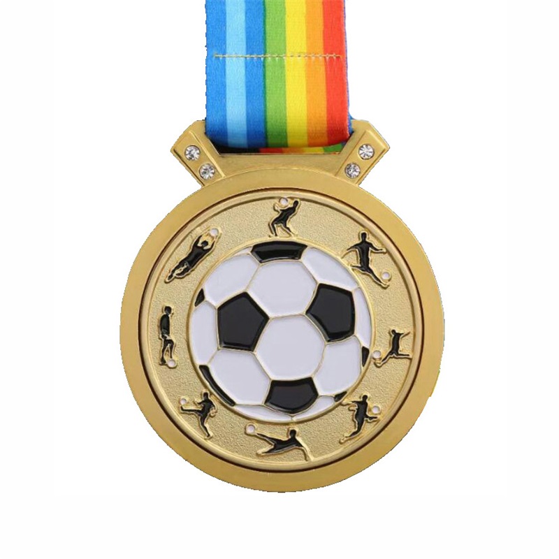 Gag Design Metal 3D Logo Football Soccer Race Sports Gold Award Médailles d'usine Médaille personnalisée avec ruban