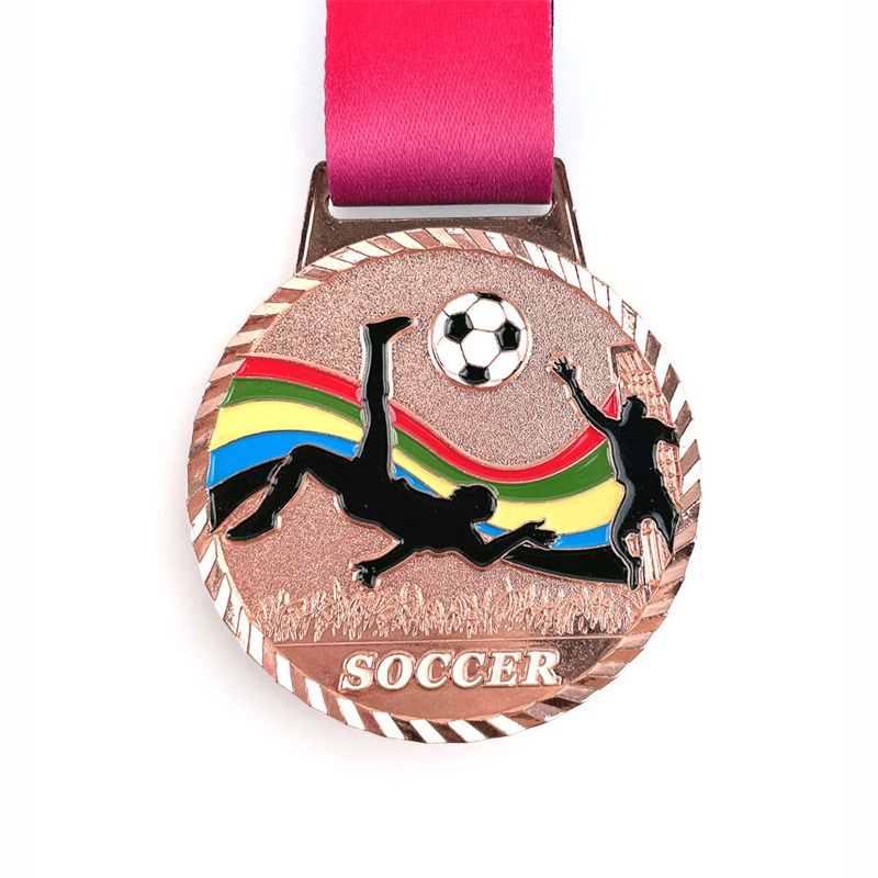Médailles 3D de football personnalisées Race Soccer Running Metal Marathon Sports Médaille avec ruban