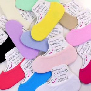 Été mince fille colorée invisible mocassins chaussettes