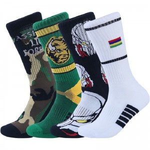 Jacquard Custom Logo tube chaussette de basket-ball Elites Men Crew Sports Cycling chaussettes