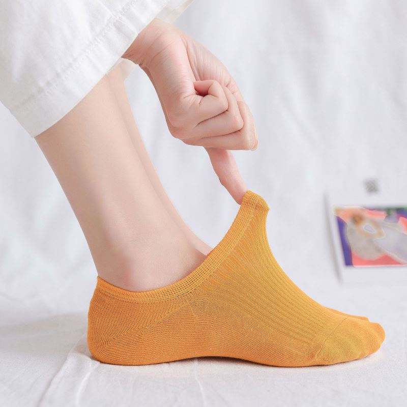 Chaussade invisible en gros de couleur de couleur unie en coton chaussettes en coton