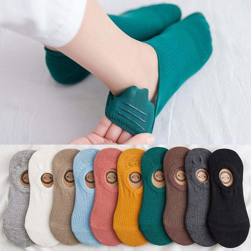 Chaussade invisible en gros de couleur de couleur unie en coton chaussettes en coton